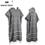 Wearable Turkish Beach Towel Sandproof 100% Cotton Large Surf Poncho Robe Hooded Wetsuit Changing Towel Quick Dry