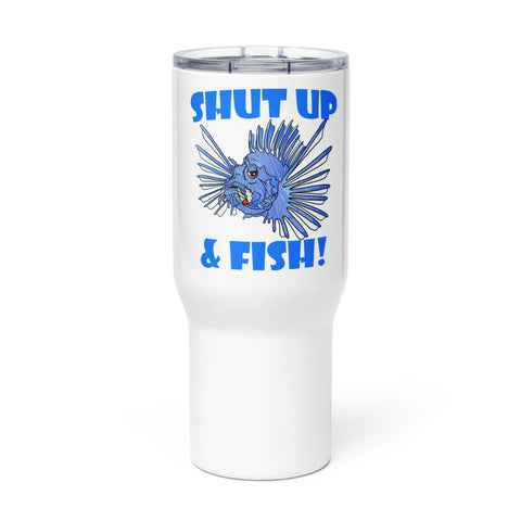 Trippie Hooks "Shut Up & Fish!" Travel mug with a handle